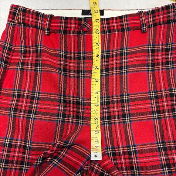 J. Crew High Rise Cameron Red Tartan Plaid Wool Pants Women's Size 4T TALL - Picture 11 of 12